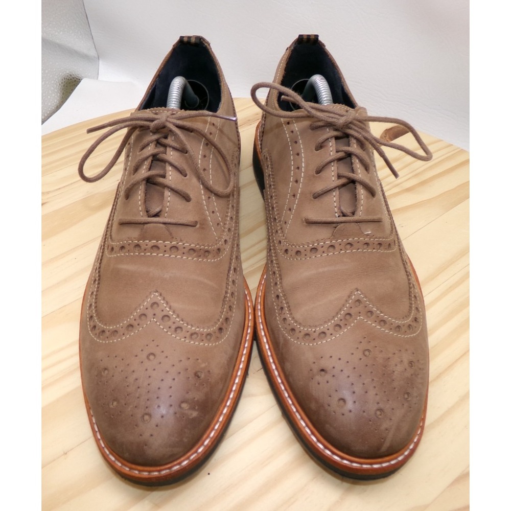 Cole Haan Morris Brogue Wingtip Oxford Mens Taupe Size 10 M Nubuck Leather